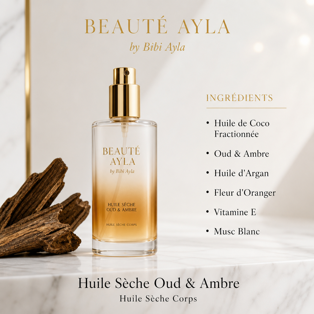 Huile Sèche Oud & Ambre Beauté Ayla — huile sèche corps, liste des ingrédients